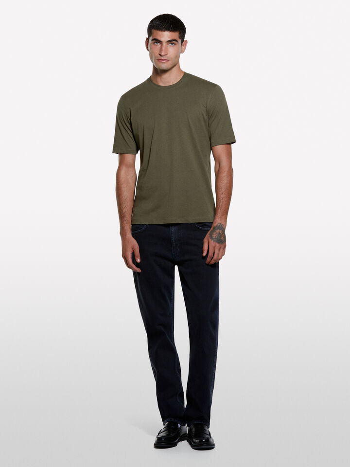 Kurzärmliges T-Shirt in Olivgrün mit normaler Passform - kurzärmeliges t-shirt für herren - Dunkelgrün | Sisley image number 1
